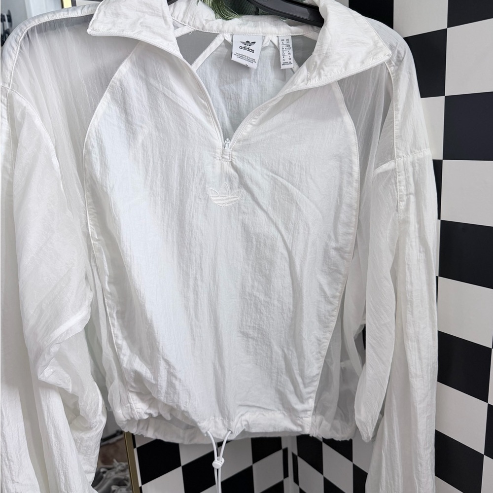 Adidas White Sheer Half-Zip Jacket